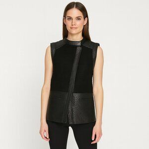 Trouve Black Leather Moto Vest Size XS